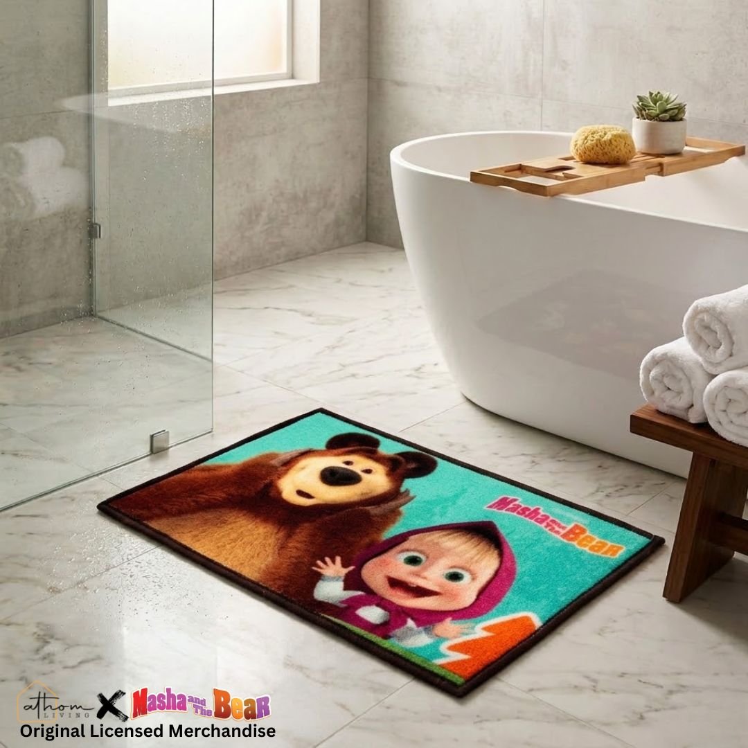 Masha and The Bear "Every Day is Playtime" Anti - Slip Kids Bathmat by Athom Living - Athom Living