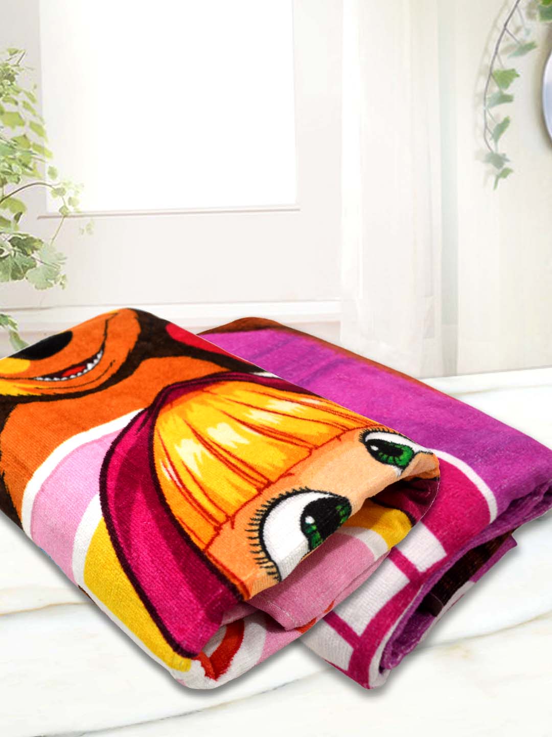 Masha And The Bear Kids Bath Towel Pack of 2 Soft Absorbent Design Set by Athom Living - Athom Living