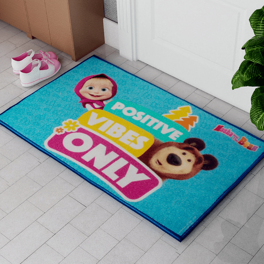Masha and The Bear "Positive Vibes Only" Anti - Slip Kids Bathmat by Athom Living - Athom Living