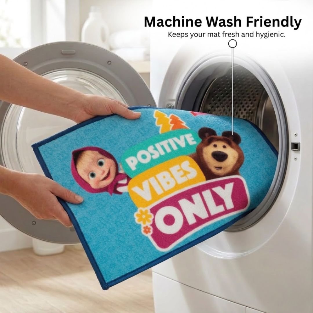 Masha and The Bear "Positive Vibes Only" Anti - Slip Kids Bathmat by Athom Living - Athom Living