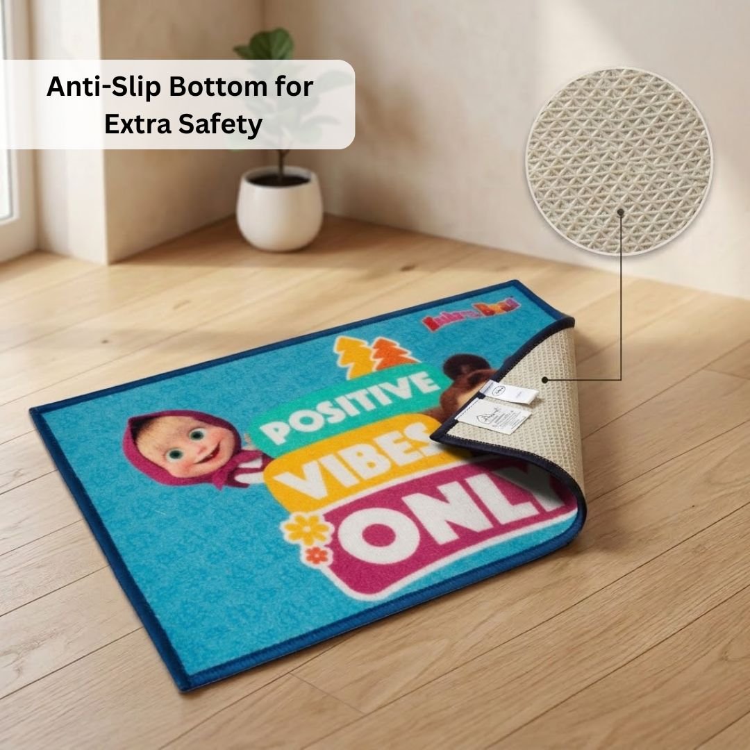 Masha and The Bear "Positive Vibes Only" Anti - Slip Kids Bathmat by Athom Living - Athom Living