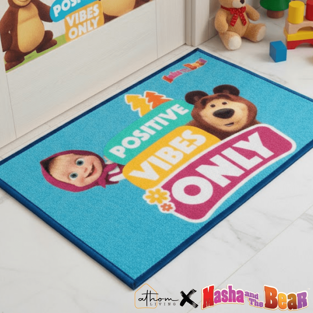 Masha and The Bear "Positive Vibes Only" Anti - Slip Kids Bathmat by Athom Living - Athom Living