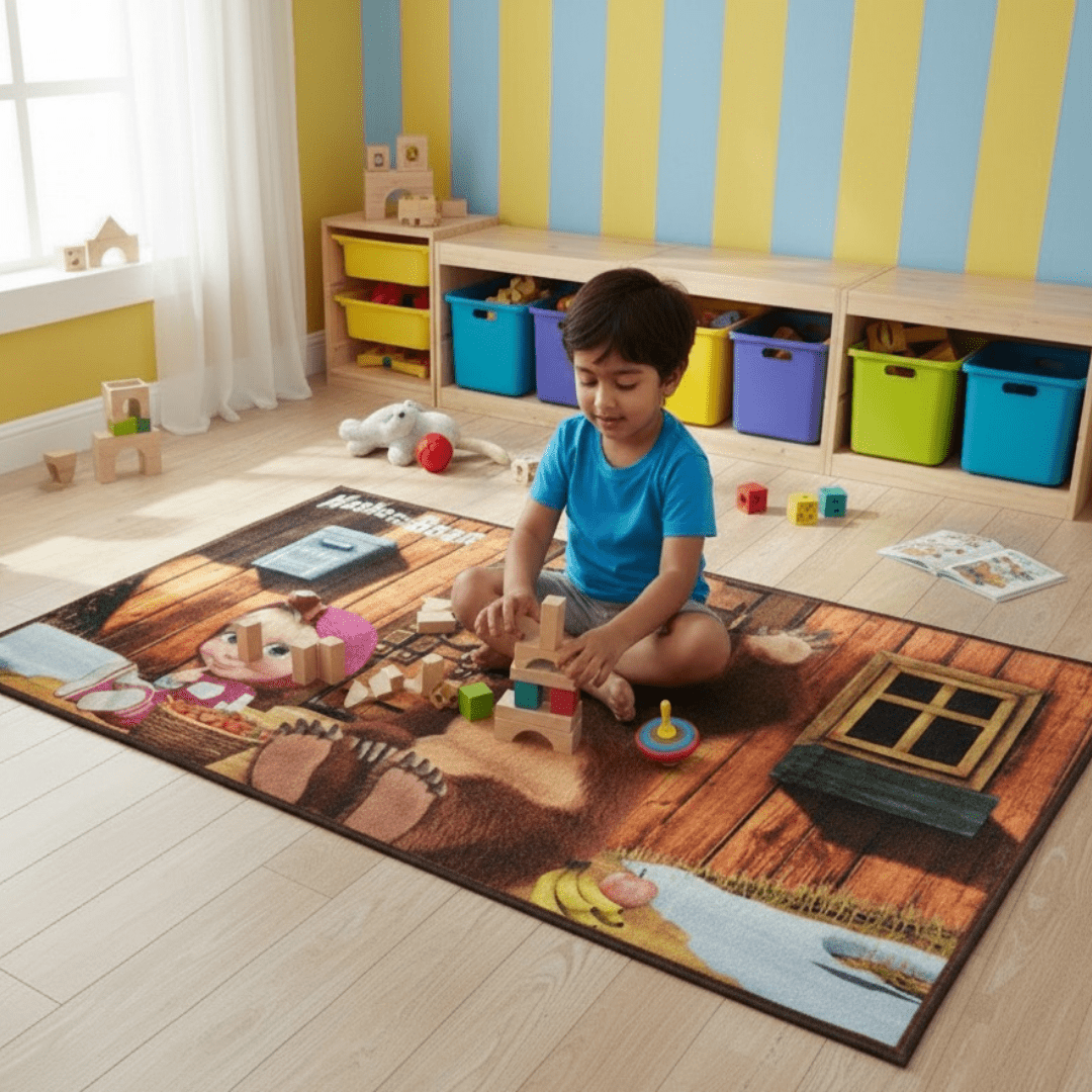 Masha And The Bear Themed Kids Carpet(90x150cm) by Athom Living - Athom Living