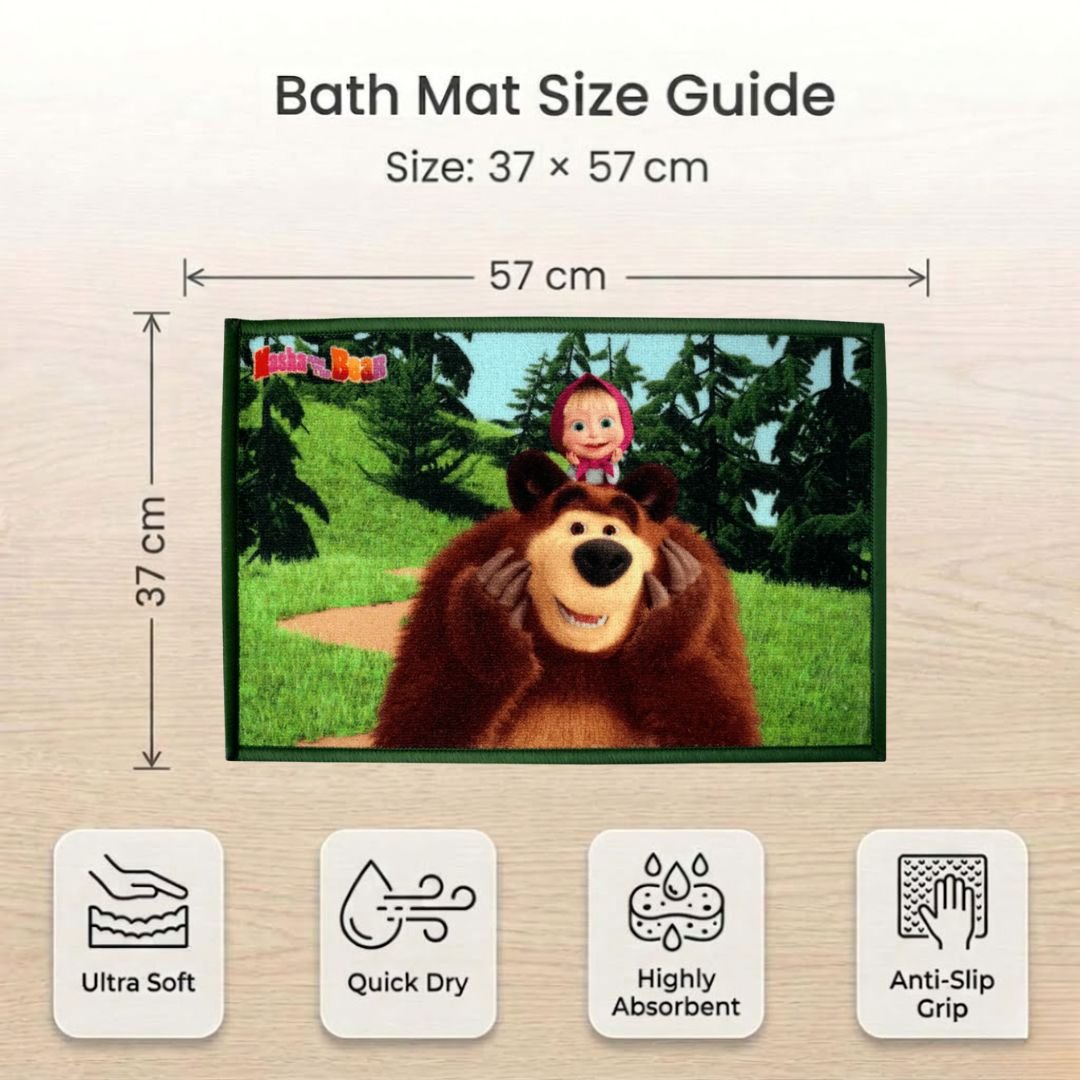 Masha & The Bear Anti - Slip Bathmat – Set of 2 – "Every Step is a New Story" by Athom Living - Athom Living