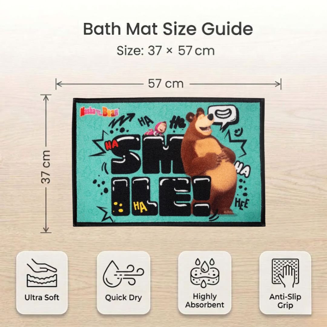 Masha & The Bear Anti - Slip Bathmat – Set of 2 – "Smiles, Giggles & Good Times" by Athom Living - Athom Living