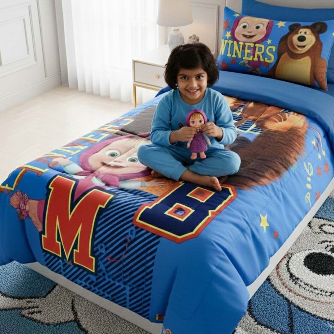 Masha & The Bear Kids Comforter – Single – Fun Bedding by Athom Living - Athom Living