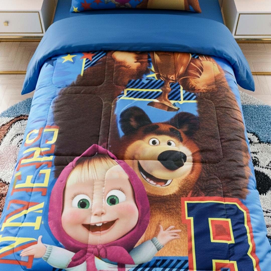 Masha & The Bear Kids Comforter – Single – Fun Bedding by Athom Living - Athom Living