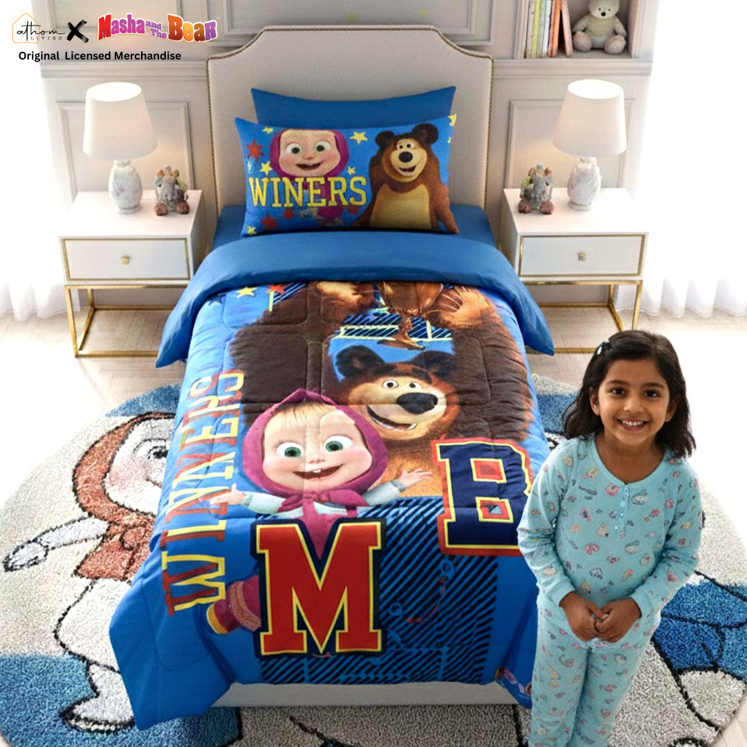 Masha & The Bear Kids Comforter – Single – Fun Bedding by Athom Living - Athom Living