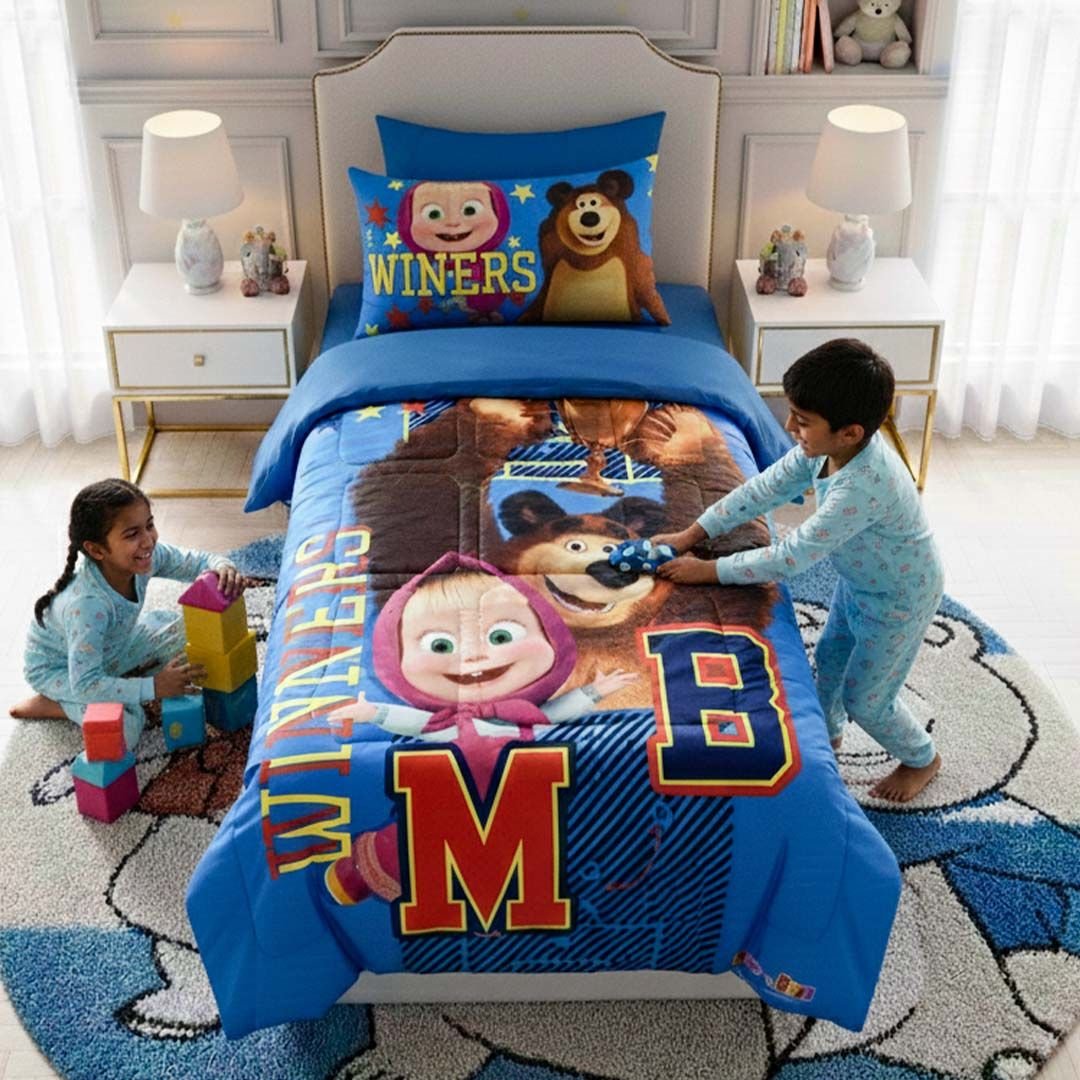 Masha & The Bear Kids Comforter – Single – Fun Bedding by Athom Living - Athom Living