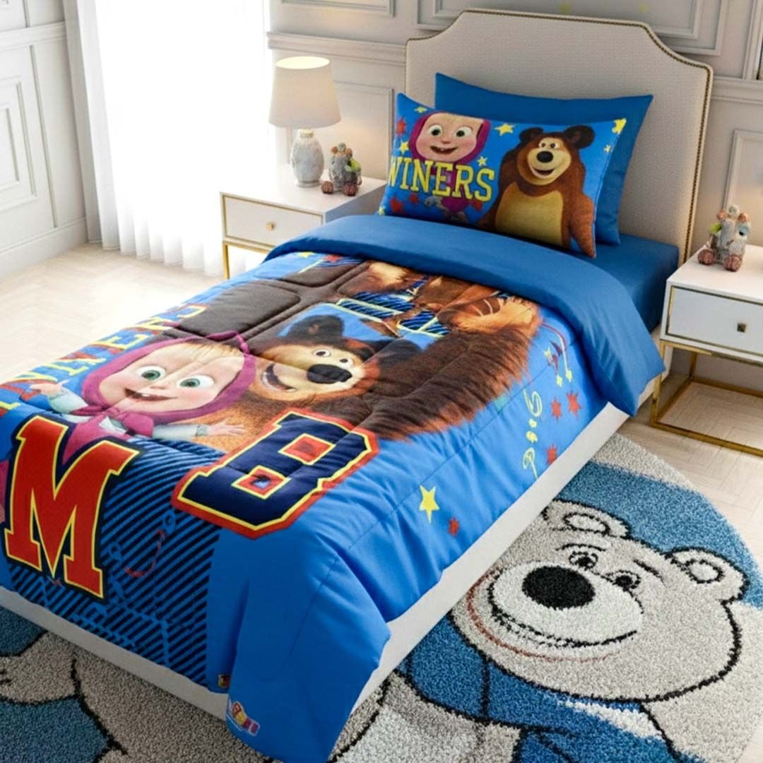 Masha & The Bear Kids Comforter – Single – Fun Bedding by Athom Living - Athom Living