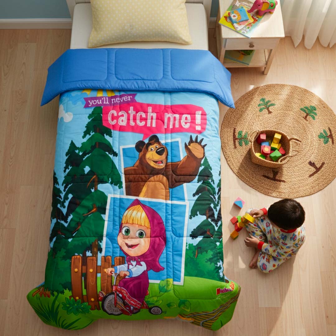 Masha & The Bear Kids Comforter - Single – "You Will Never Catch Me" by Athom Living - Athom Living