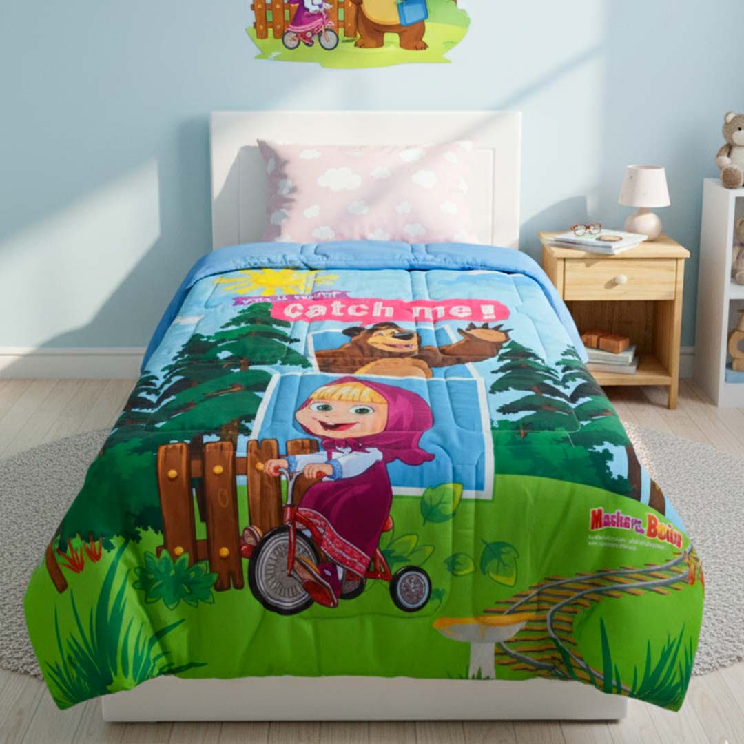 Masha & The Bear Kids Comforter - Single – "You Will Never Catch Me" by Athom Living - Athom Living