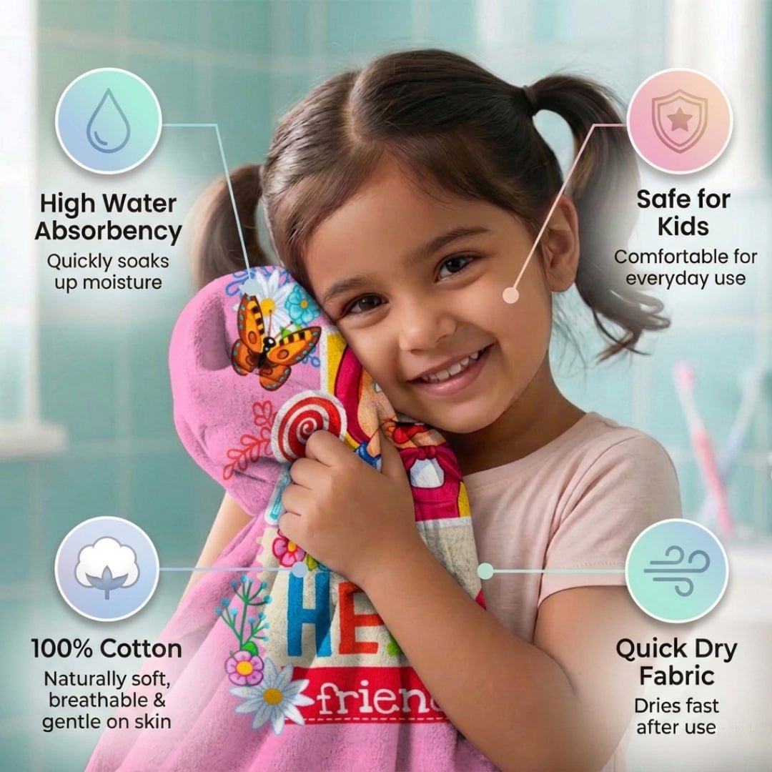 Masha & The Bear Kids Pink Bath Towel Premium Quality Athom Living - Athom Living