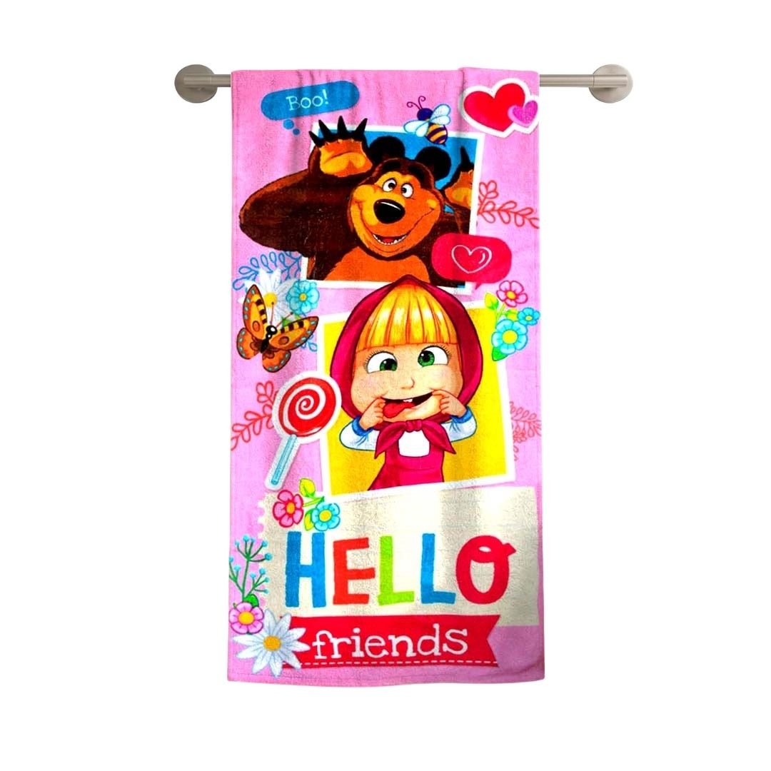 Masha & The Bear Kids Pink Bath Towel Premium Quality Athom Living - Athom Living