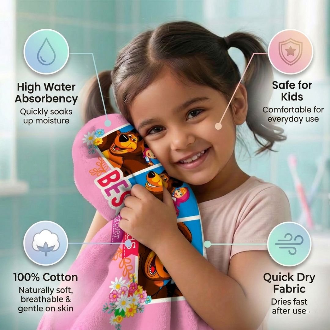 Masha & The Bear Kids Premium Cotton Bath Towel by Athom Living - Athom Living