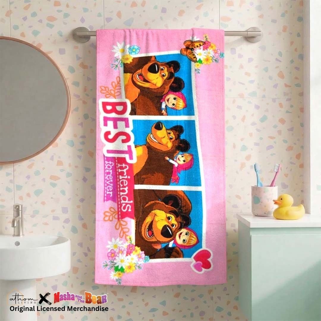 Masha & The Bear Kids Premium Cotton Bath Towel by Athom Living - Athom Living