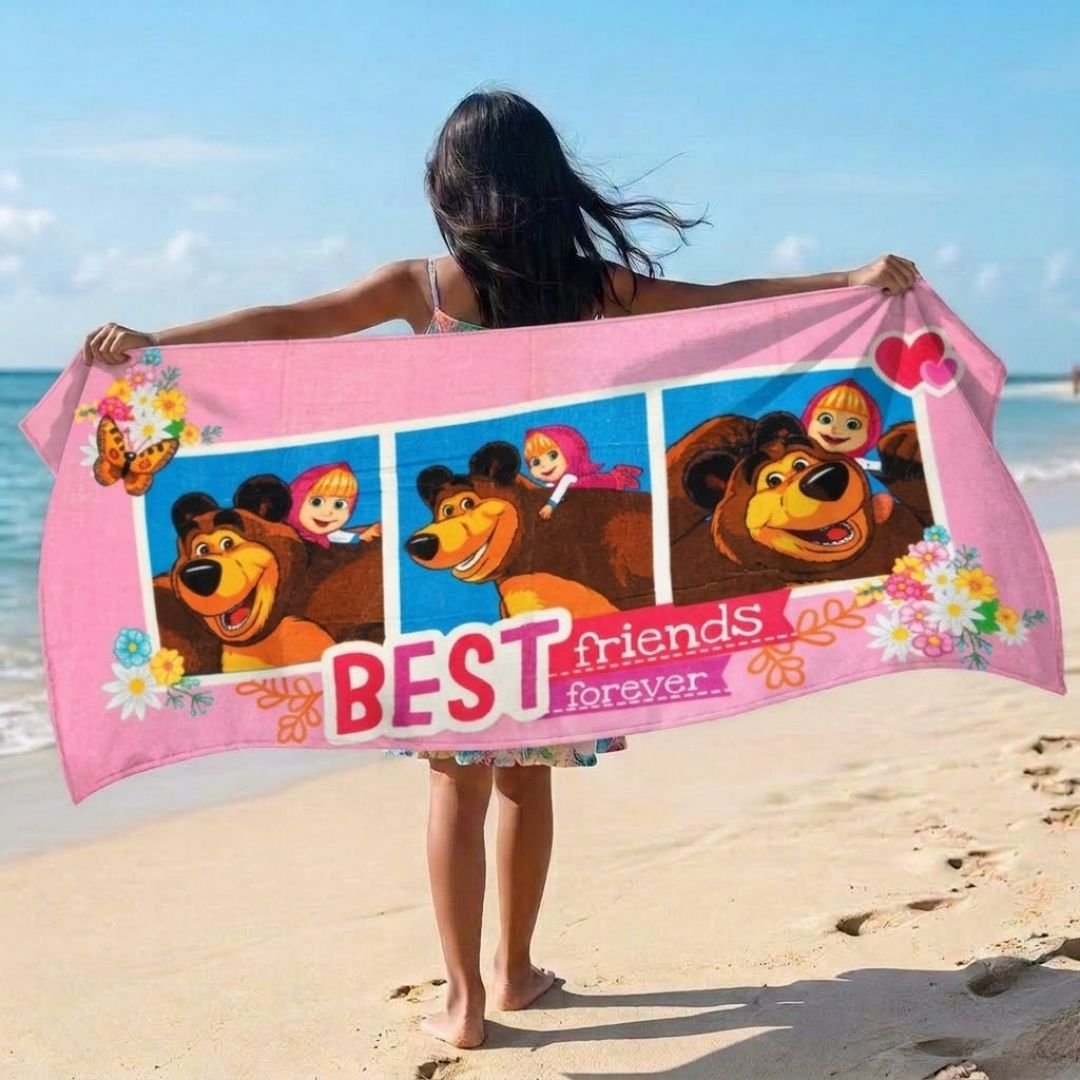 Masha & The Bear Kids Premium Cotton Bath Towel by Athom Living - Athom Living
