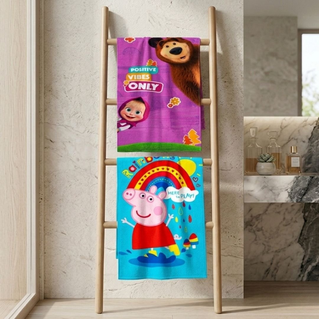 Masha & The Bear with Peppa Pig Kids Bath Towel Pack of 2 by Athom Living - Athom Living