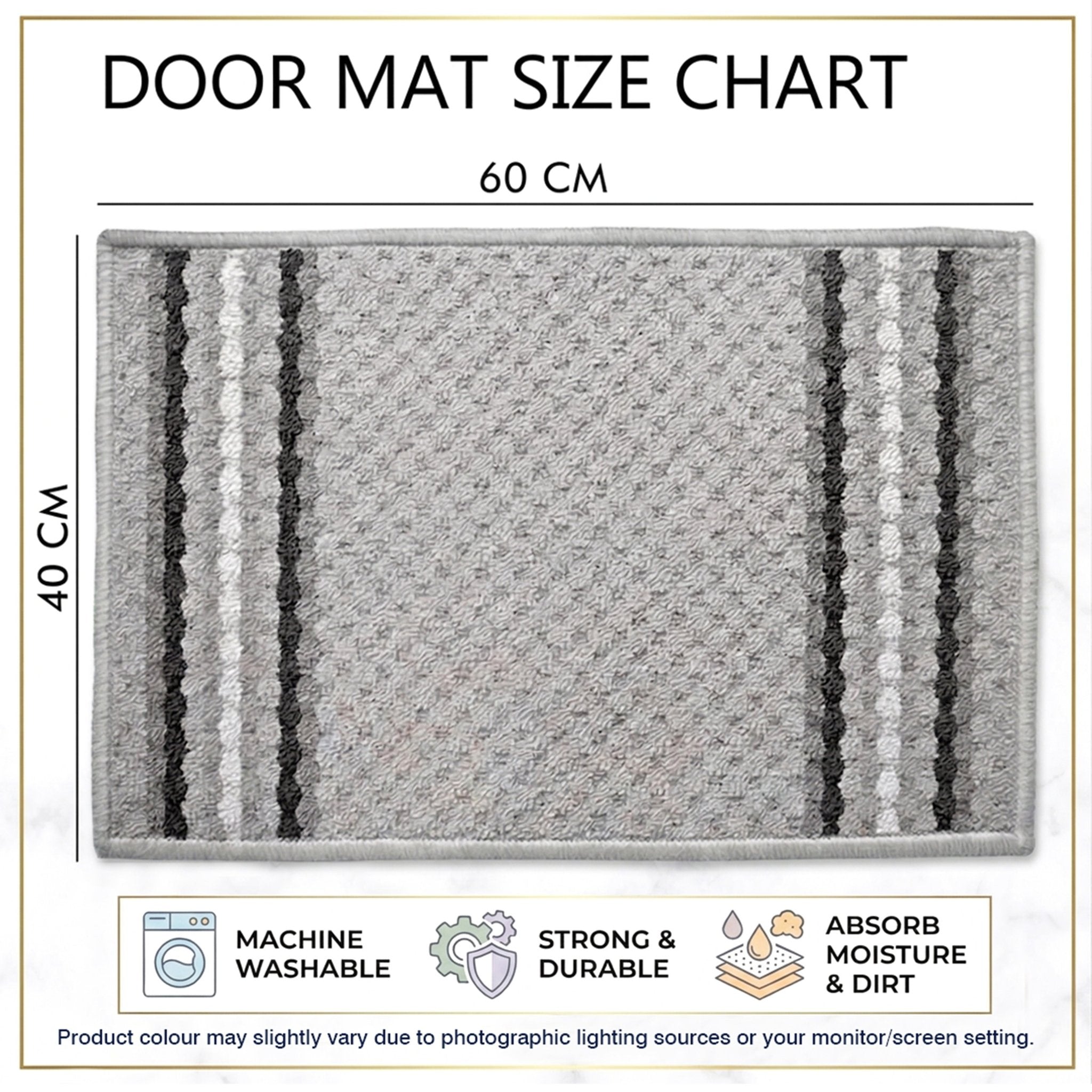 Maxmin Beige Color Anti Slip Doormat Set of 2 by Athom Living - Athom Living