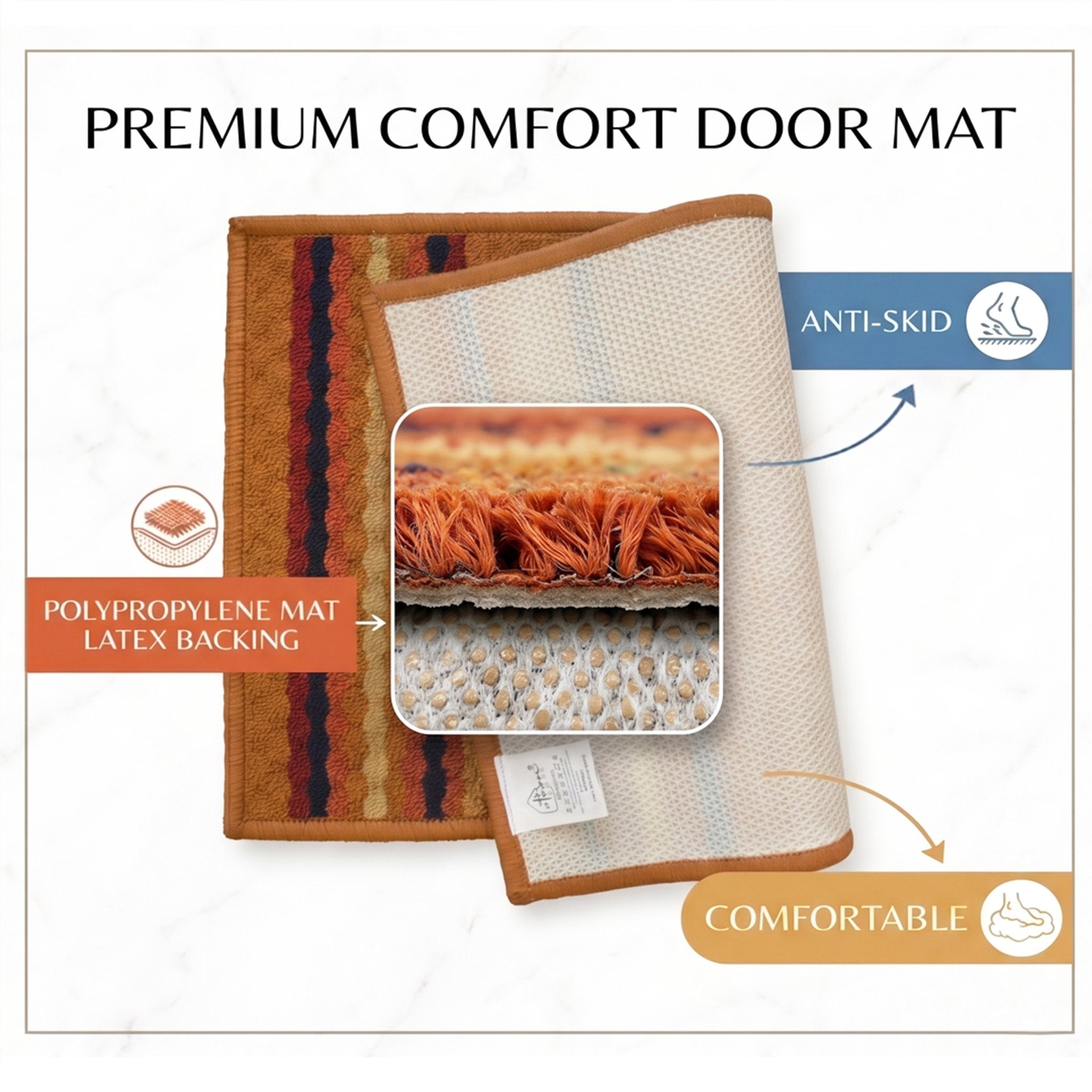 Maxmin Biscuit Color Anti Slip Doormat Set of 2 by Athom Living - Athom Living