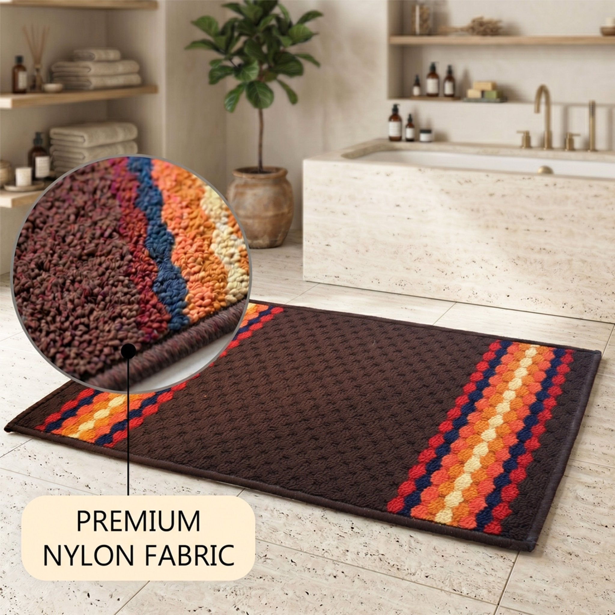 Maxmin Brown Color Anti Slip Doormat Set of 2 by Athom Living - Athom Living