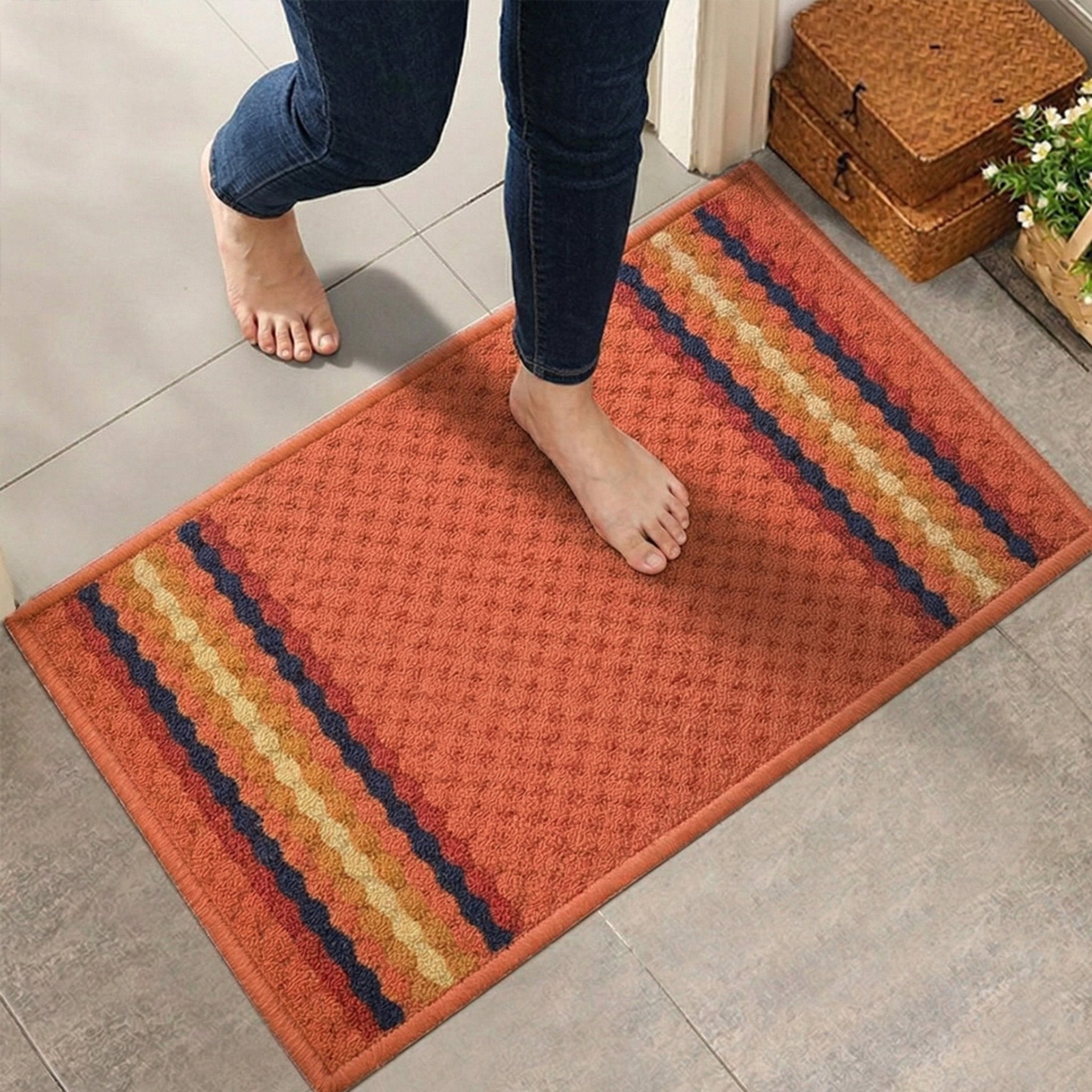 Maxmin Coral Color Anti Slip Doormat by Athom Living - Athom Living