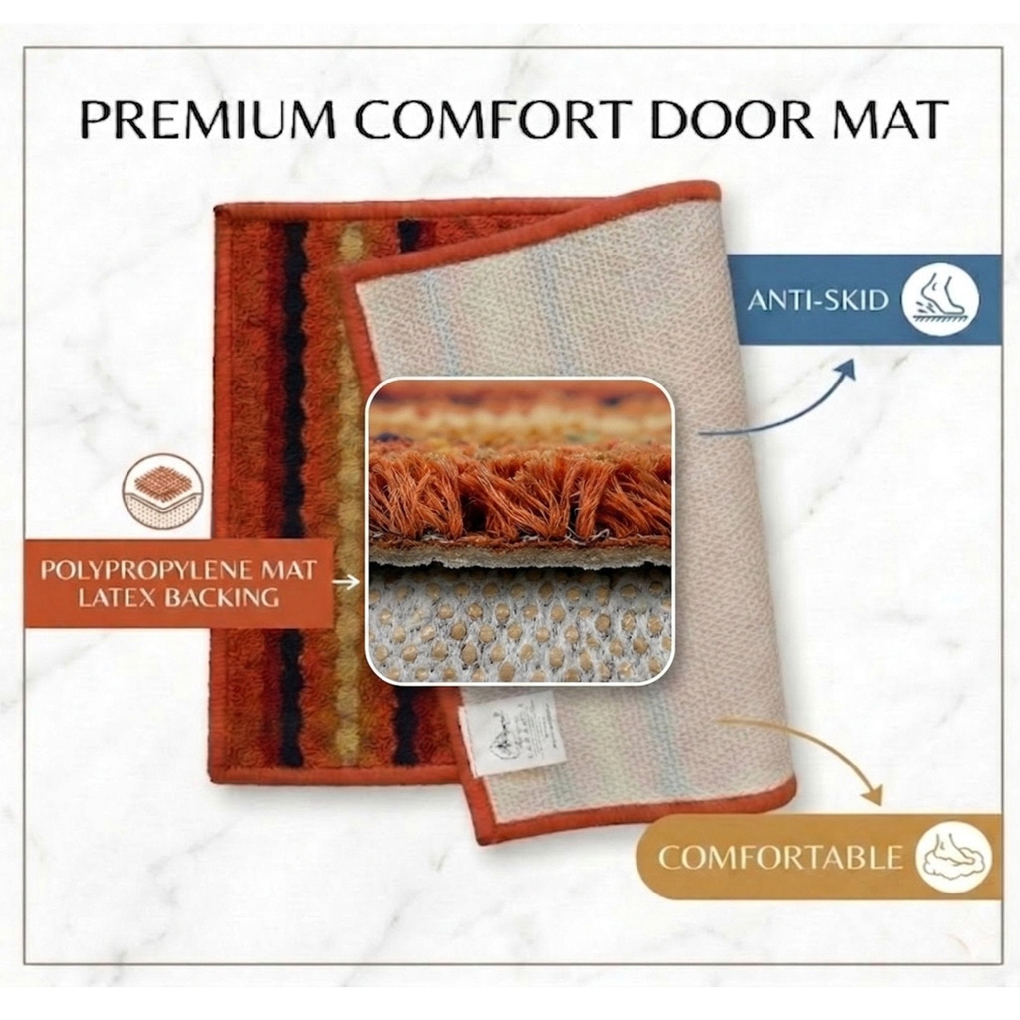 Maxmin Coral Color Anti Slip Doormat by Athom Living - Athom Living
