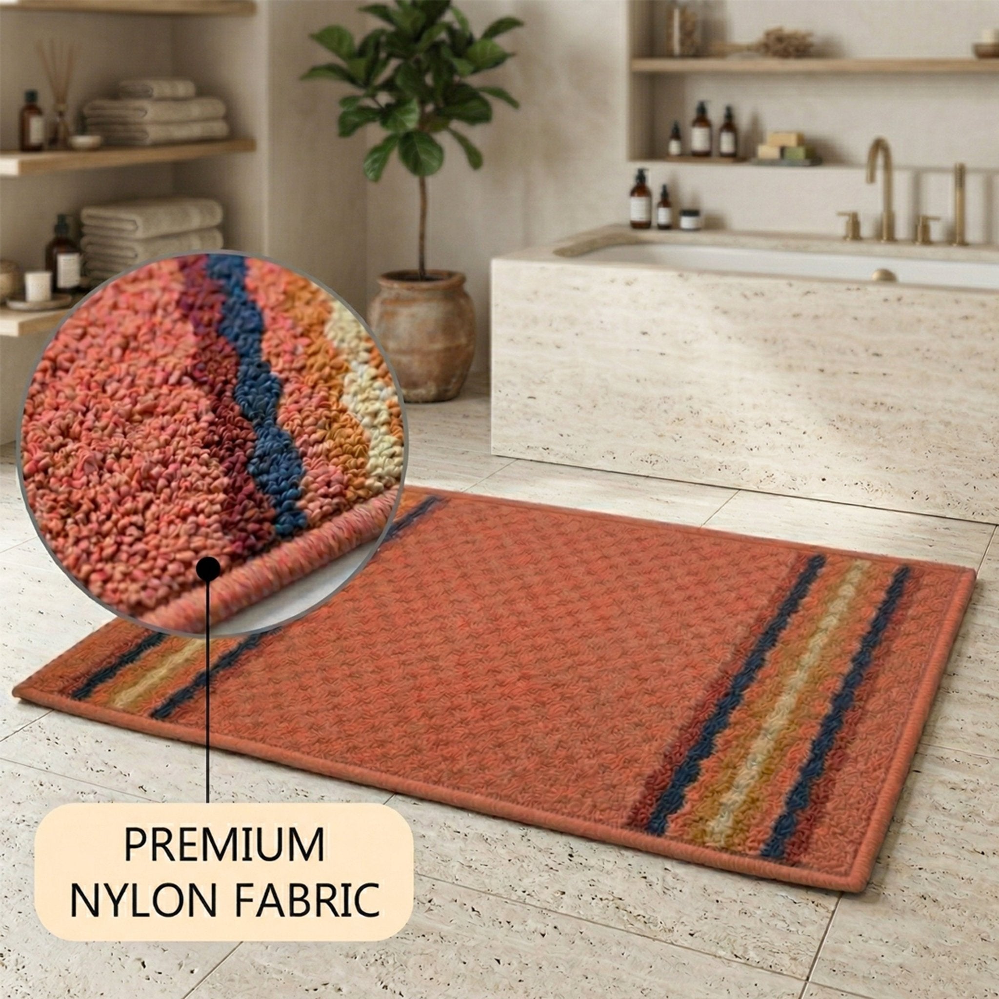 Maxmin Coral Color Anti Slip Doormat Set of 2 by Athom Living - Athom Living