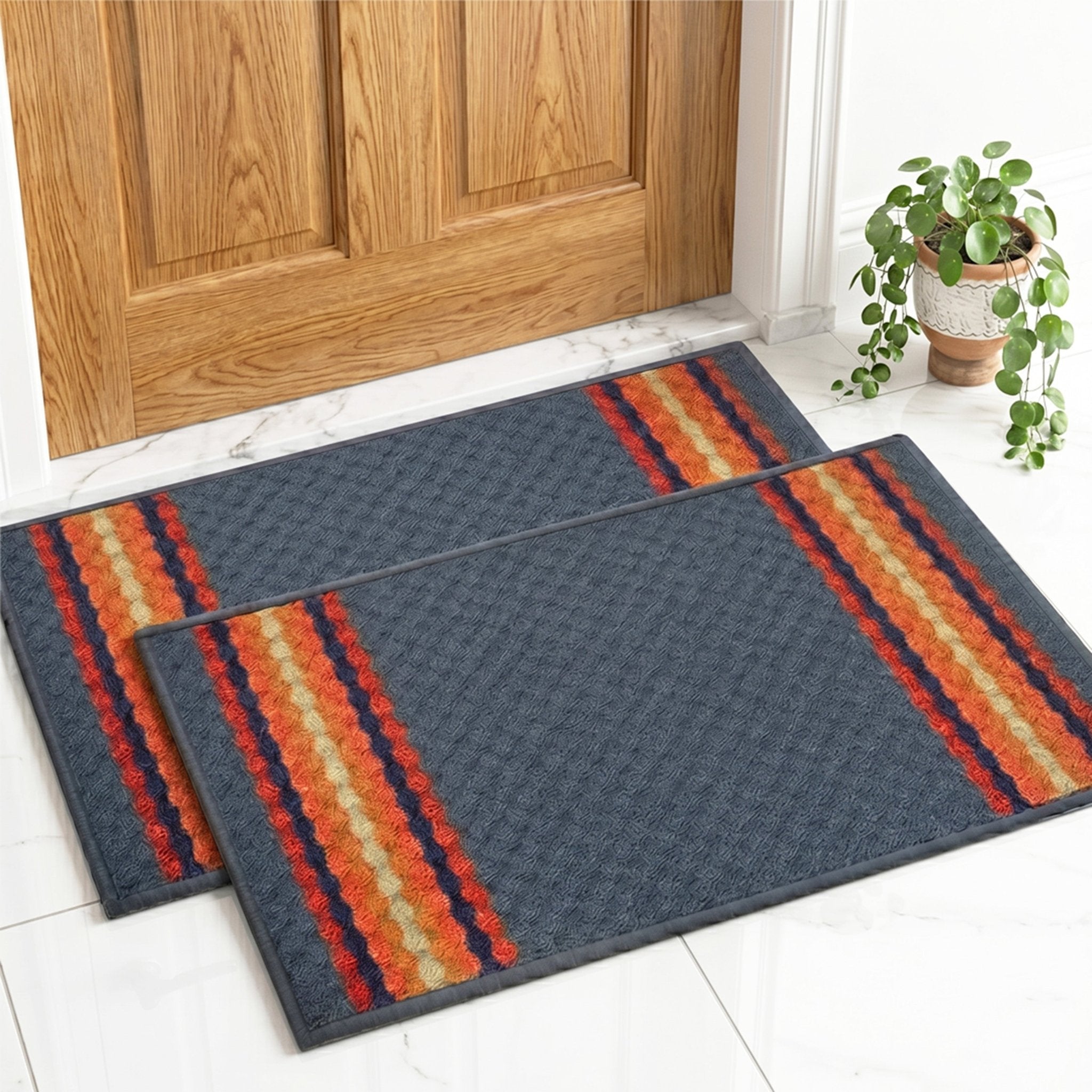 Maxmin Grey Color Anti Slip Doormat Set of 2 by Athom Living - Athom Living