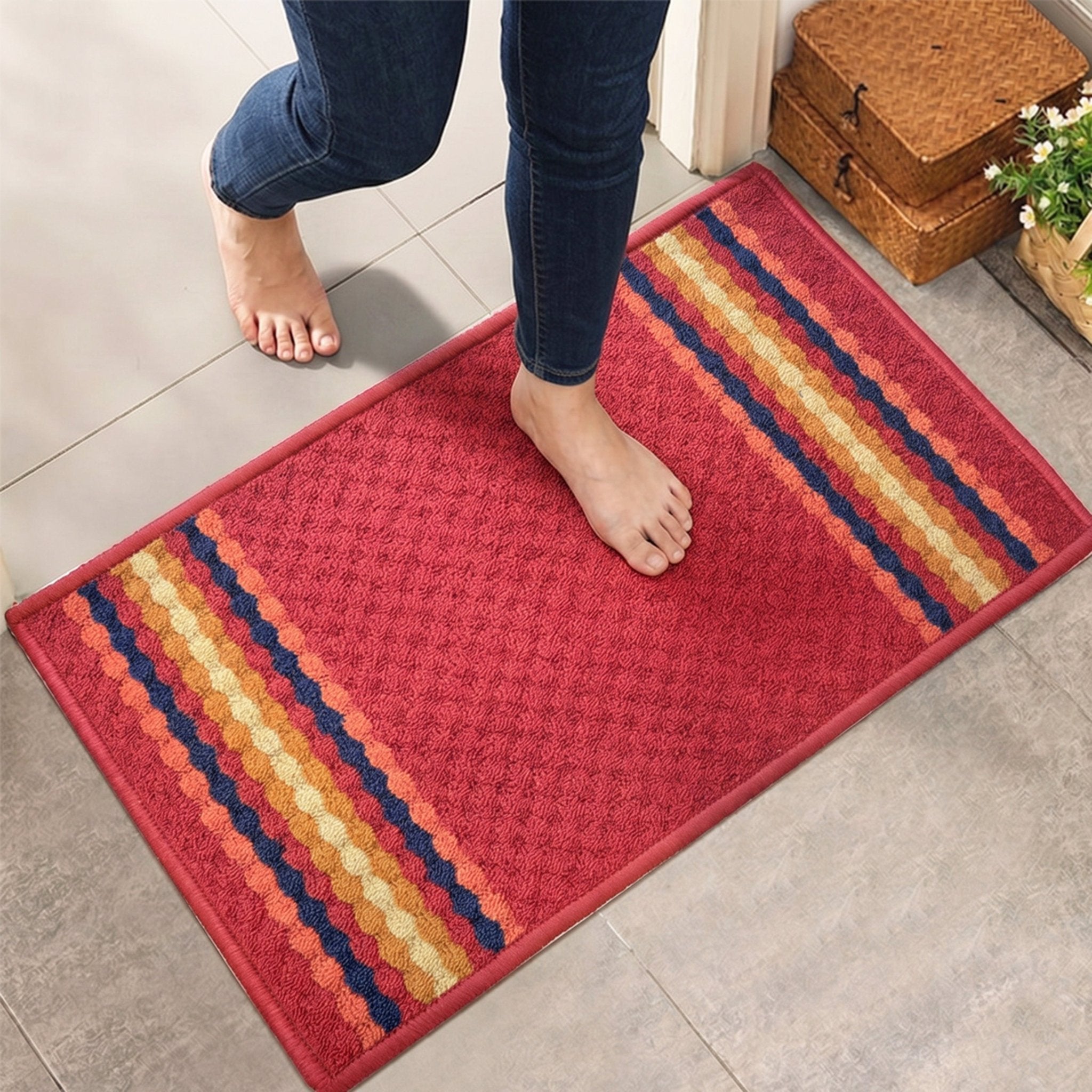 Maxmin Maroon Color Anti Slip Doormat by Athom Living - Athom Living