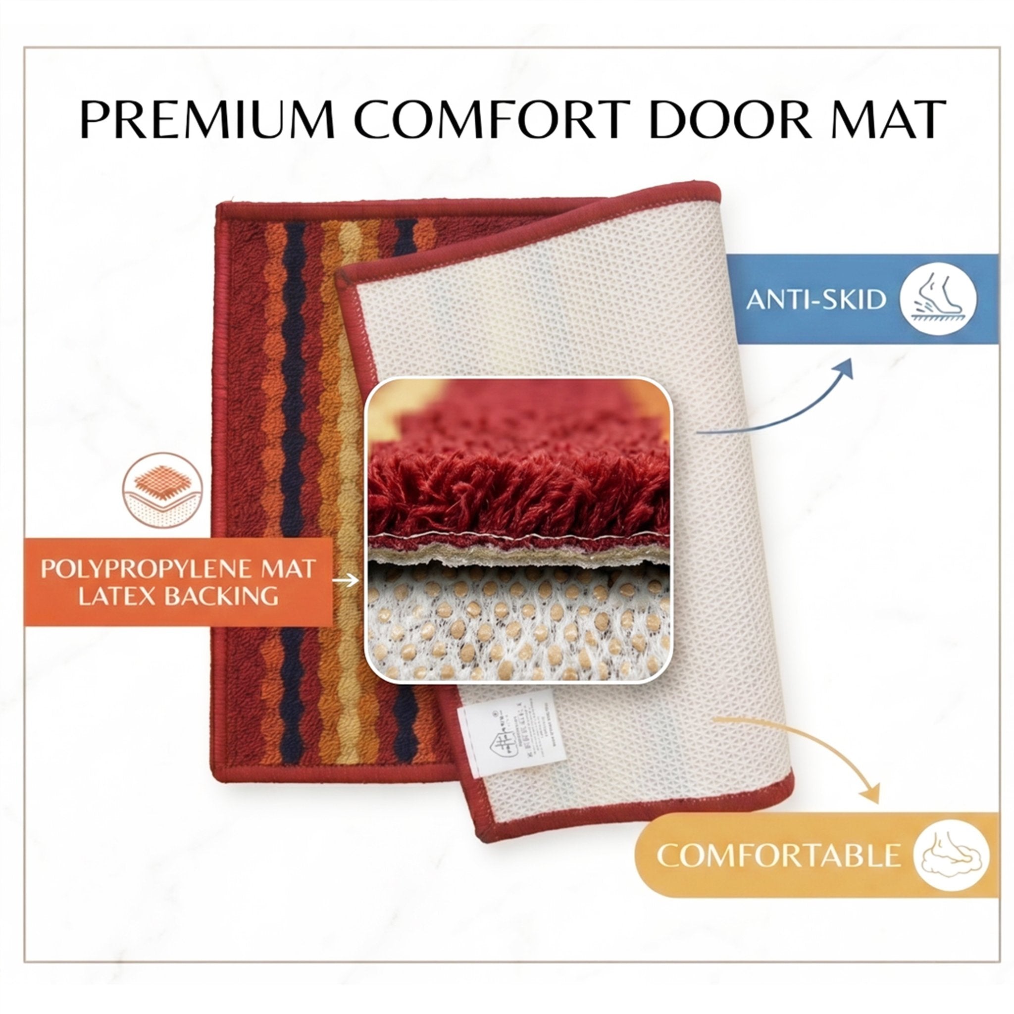 Maxmin Maroon Color Anti Slip Doormat by Athom Living - Athom Living