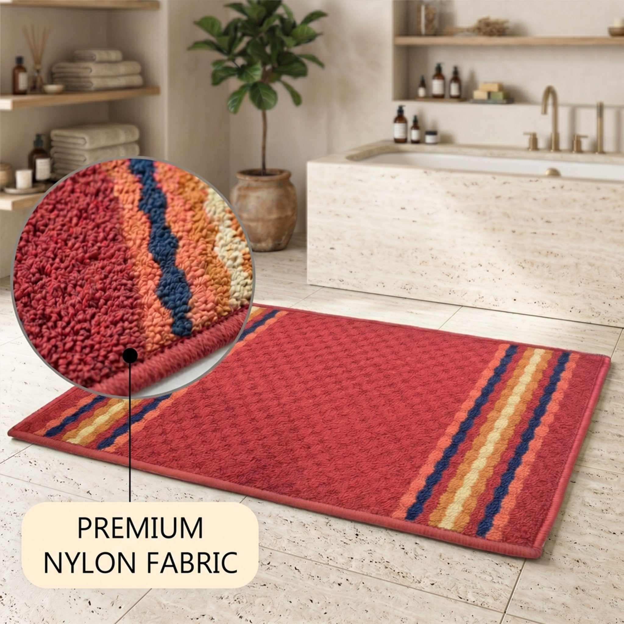 Maxmin Maroon Color Anti Slip Doormat Set of 2 by Athom Living - Athom Living