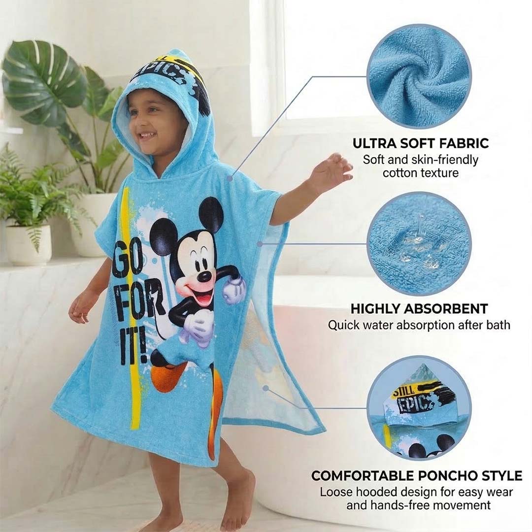 Mickey Blue Kids Hooded and Bath Towel Combo by Athom Living - Athom Living