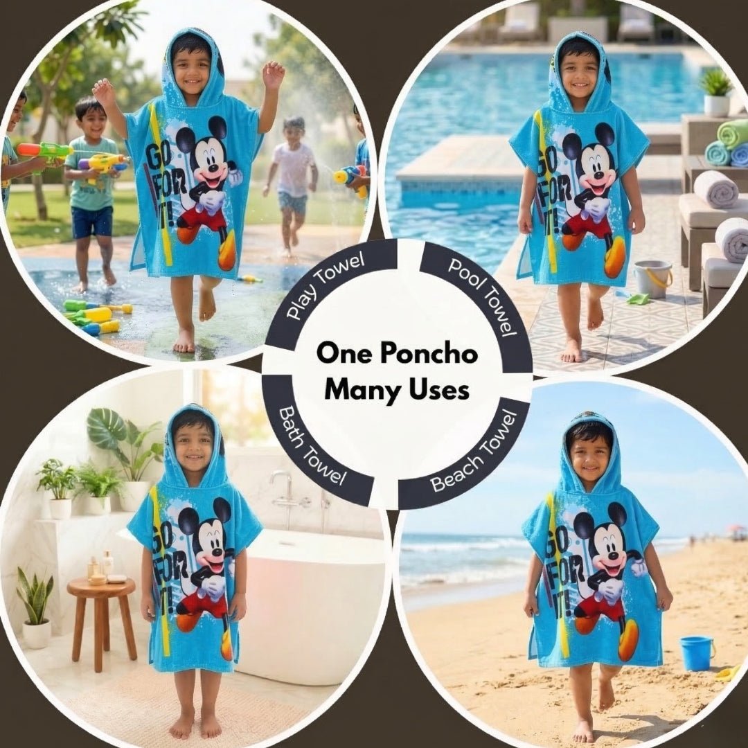 Mickey Hooded Poncho Kids Towels Combo Set of 2 by Athom Living - Athom Living