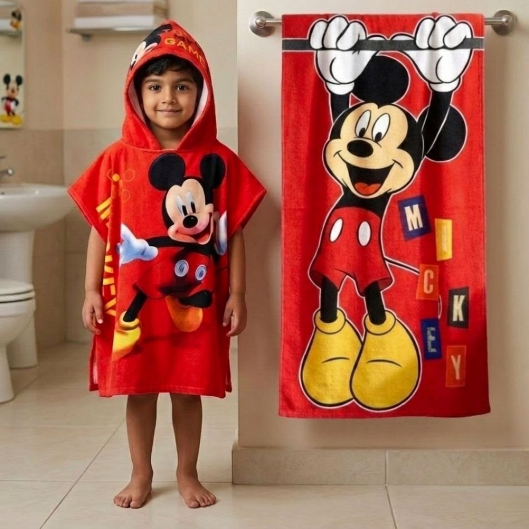 Mickey Kids Hooded and Bath Towel Combo by Athom Living - Athom Living