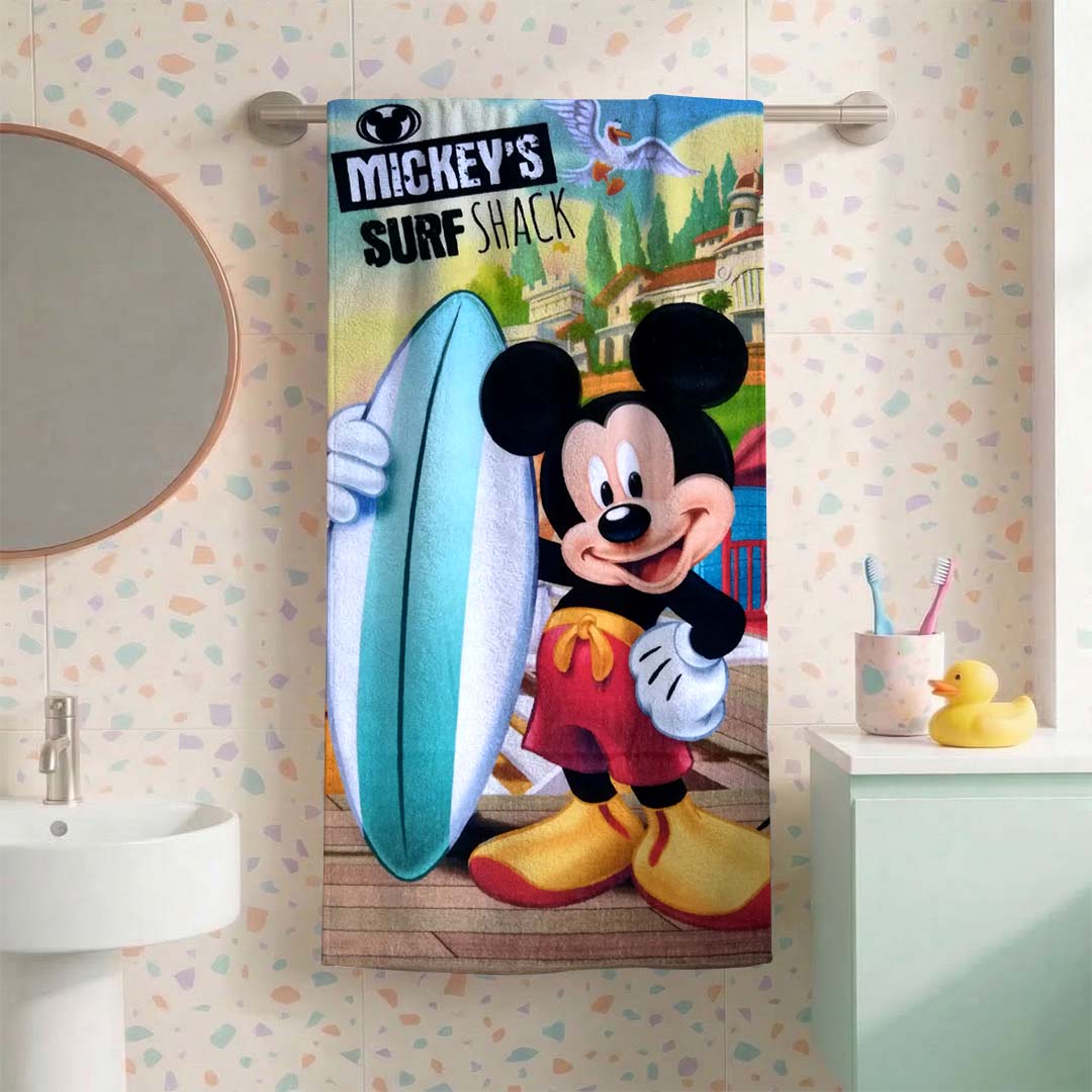 Mickey Mouse Blue Kids Hooded and Bath Towel Combo by Athom Living - Athom Living