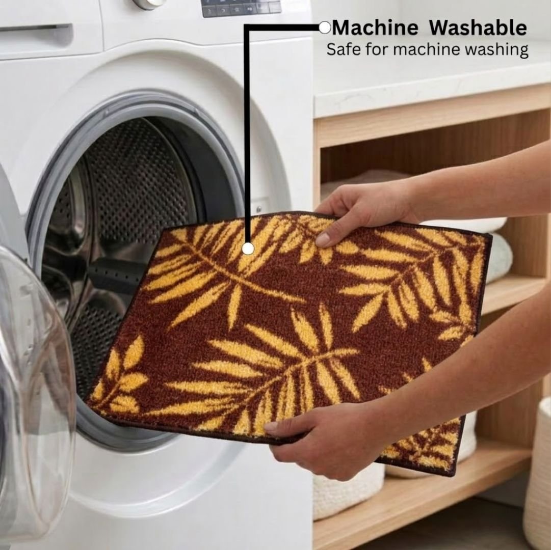 Micro Designer Pink & Brown Soft Anti - Slip Bath Mat Set of 2 by Athom Living - Athom Living