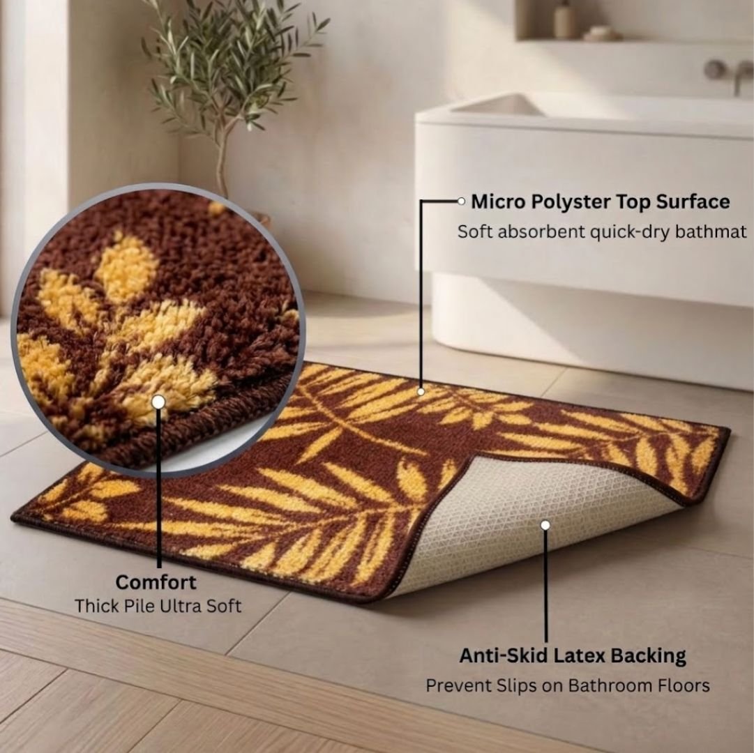 Micro Designer Soft Anti - Slip Bath Mat Set of 3 by Athom Living - Athom Living