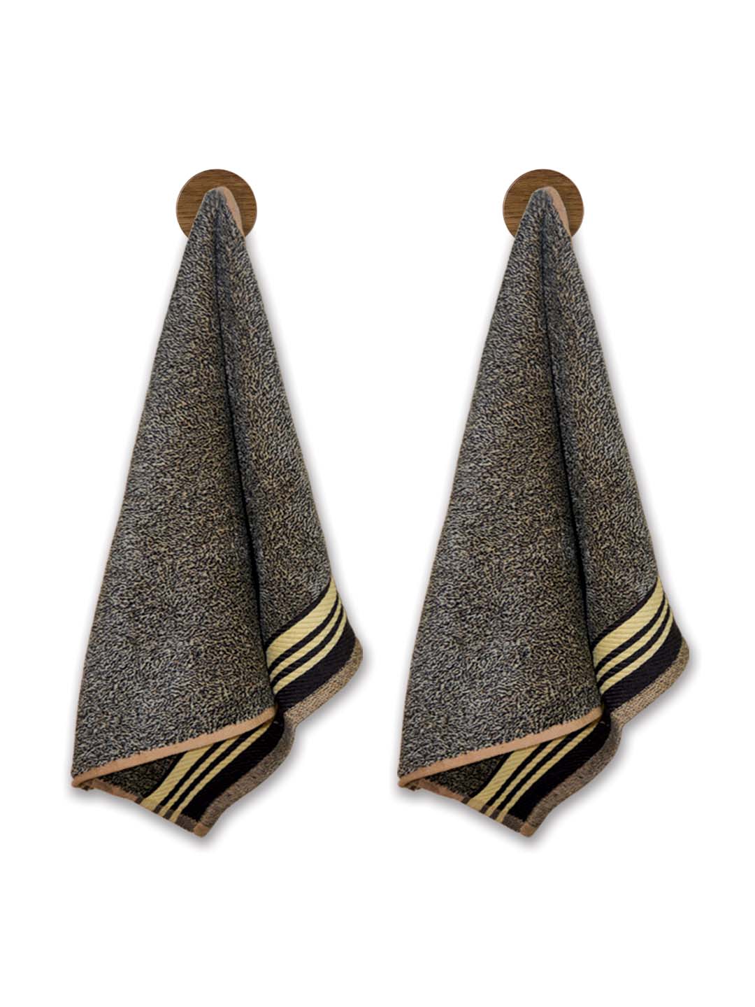 Milange Brown Color Soft Cotton Hand Towels - Pack of 2 by Athom Living - Athom Living