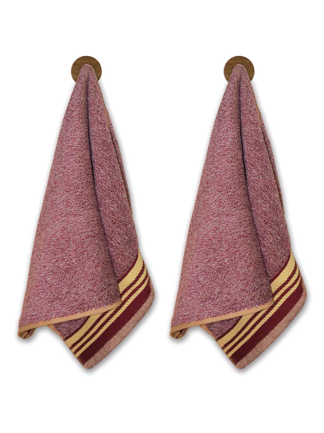 Milange Marron Color Soft Cotton Hand Towels - Pack of 2 by Athom Living - Athom Living