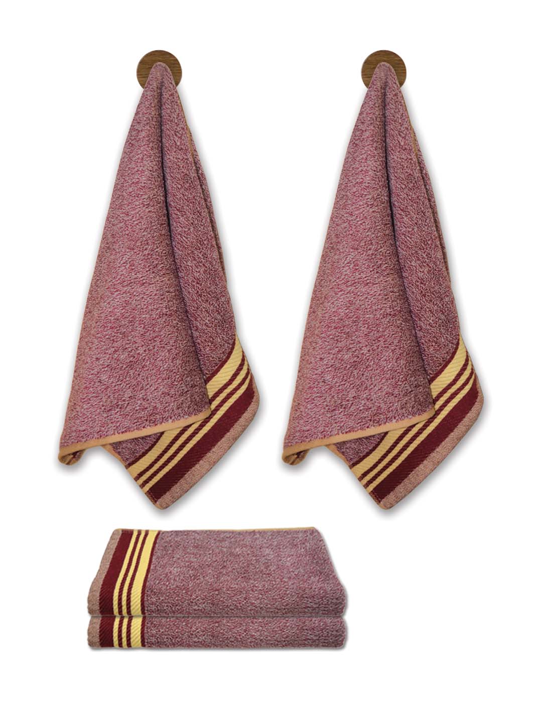 Milange Marron Color Soft Cotton Hand Towels - Pack of 4 by Athom Living - Athom Living
