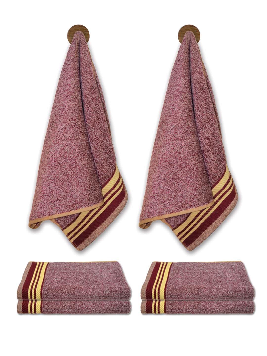 Milange Marron Color Soft Cotton Hand Towels - Pack of 6 by Athom Living - Athom Living