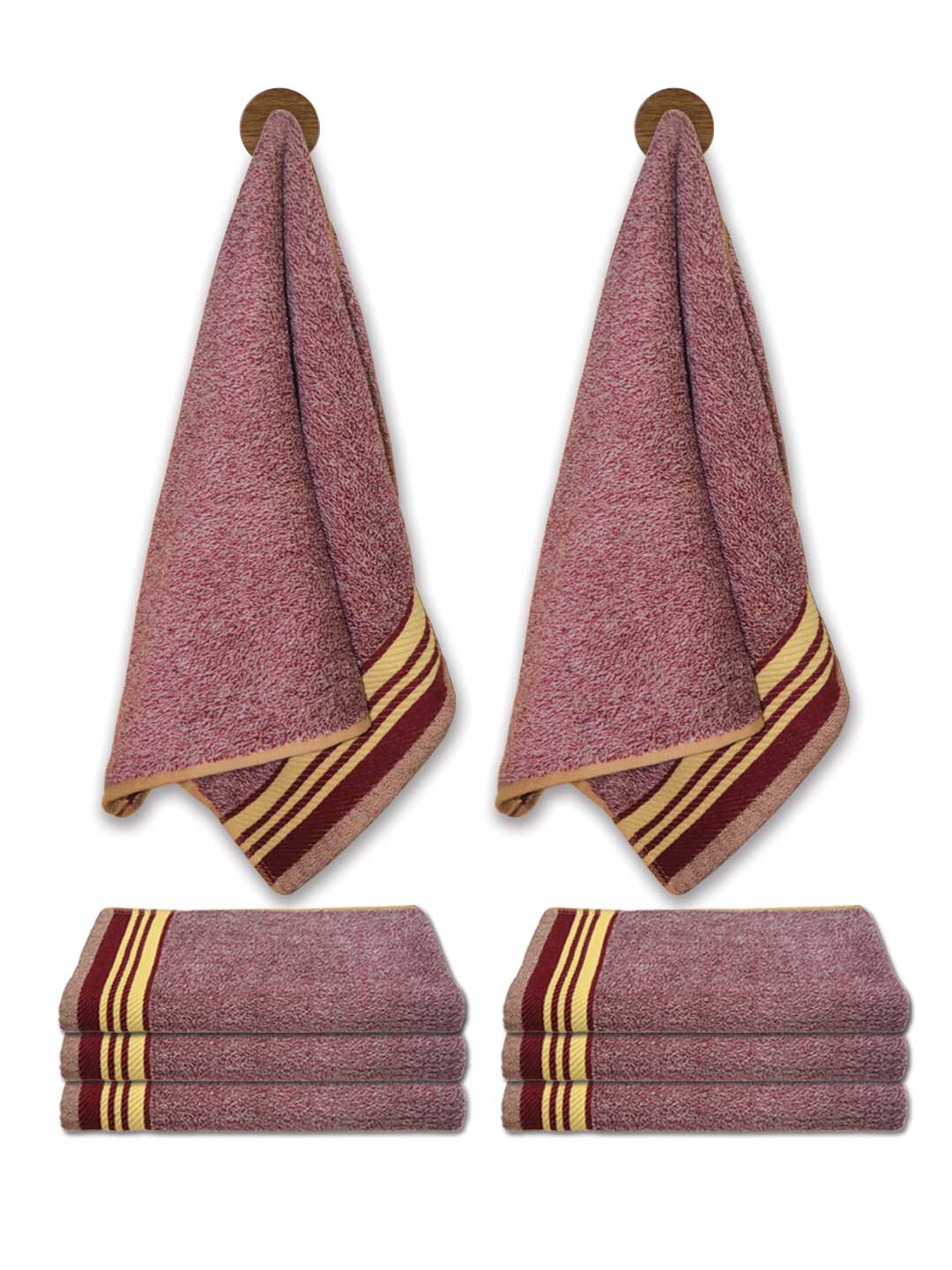 Milange Marron Color Soft Cotton Hand Towels - Pack of 8 by Athom Living - Athom Living
