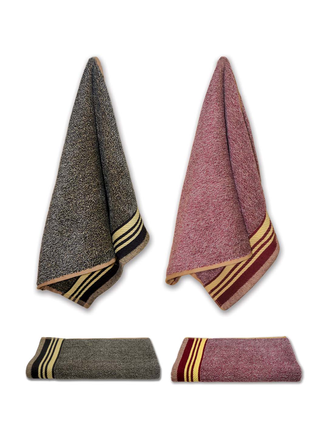Milange Multi Color Soft Cotton Hand Towels - Pack of 4 by Athom Living - Athom Living