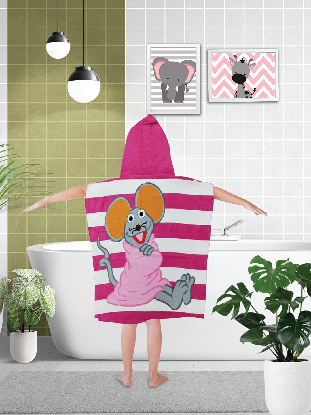 Mouse Kids Hooded Bath Towel Poncho – Soft & Cute by Athom Living - Athom Living