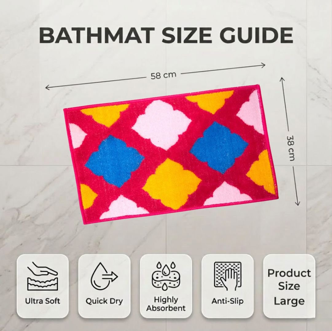 Multi Micro Designer Soft Anti Slip Bath Mat Set of 3 by Athom Living - Athom Living