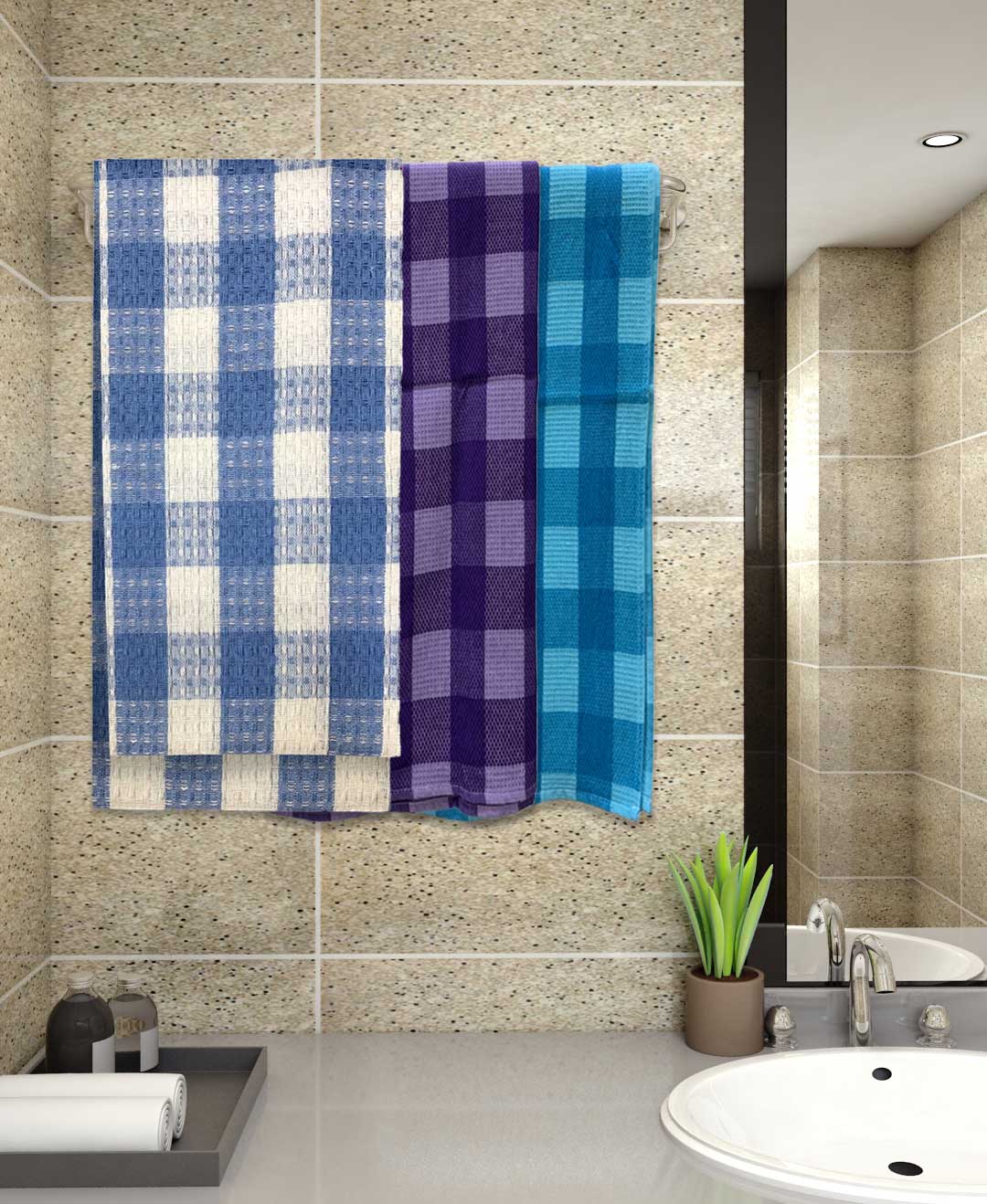 Multicolor Light weight Premium Cotton Bath Towel (Pack of 3) by Athom Living - Athom Living