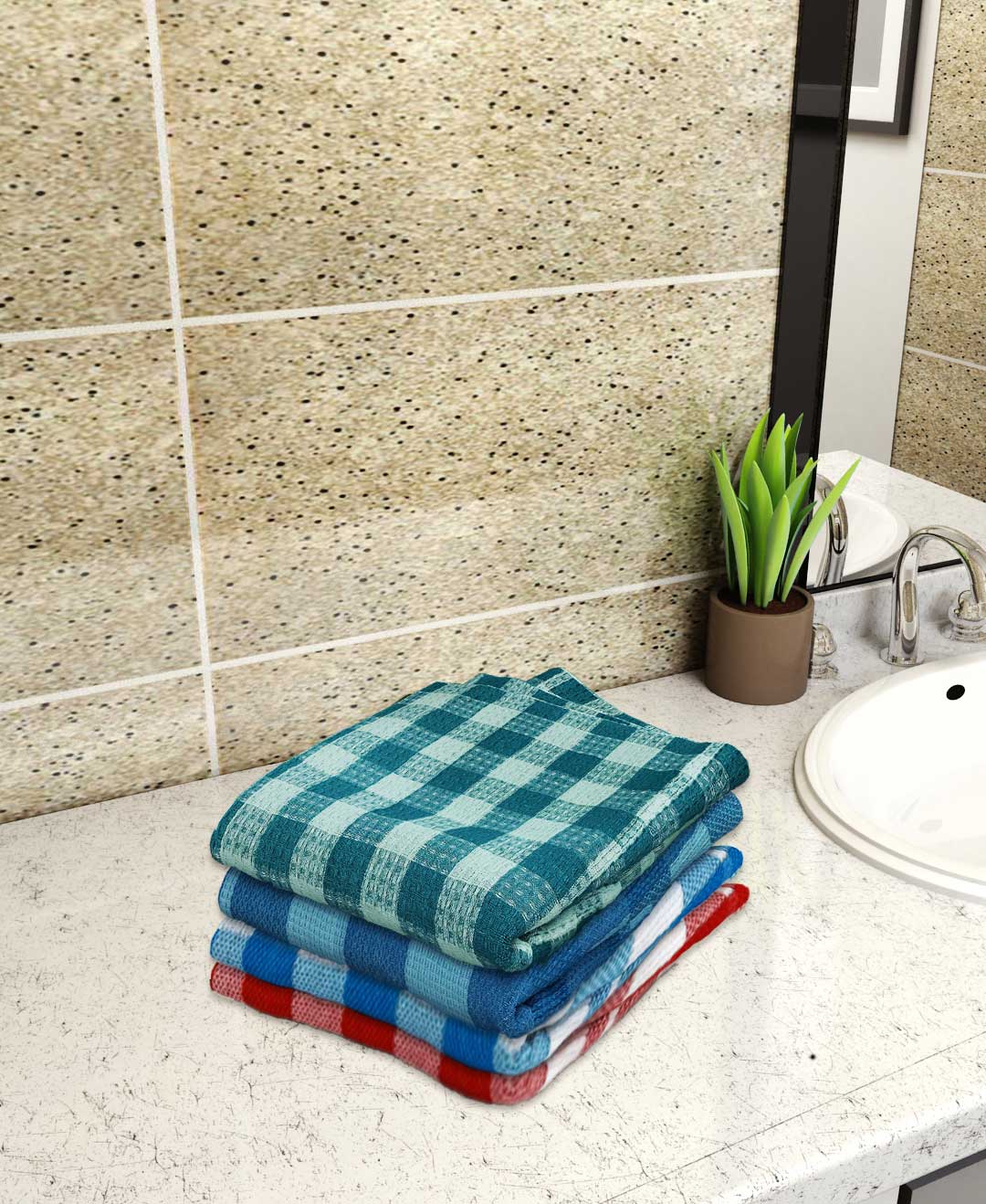 Multicolor Light weight Premium Cotton Bath Towel (Pack of 4) by Athom Living - Athom Living