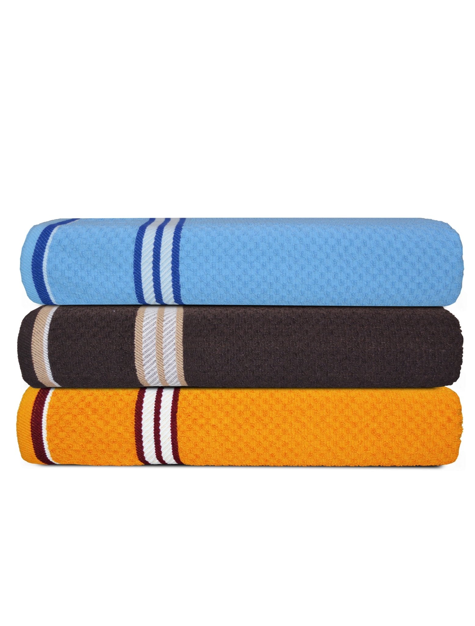 Multicolor Popcorn Textured Solid Bath Towel (Pack of 3) by Athom Living - Athom Living