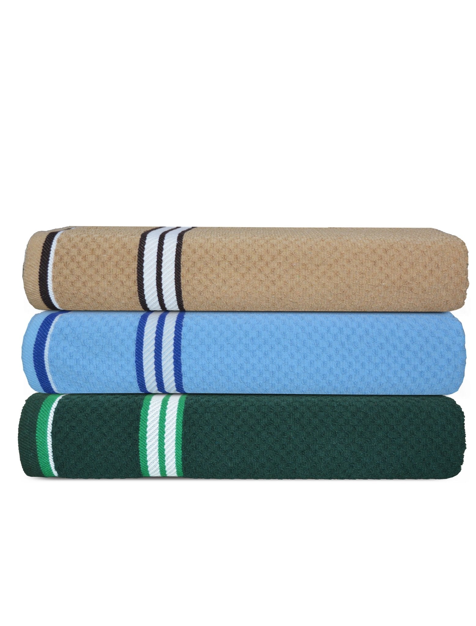MultiColour Popcorn Textured Solid Bath Towel (Pack of 3) by Athom Living - Athom Living